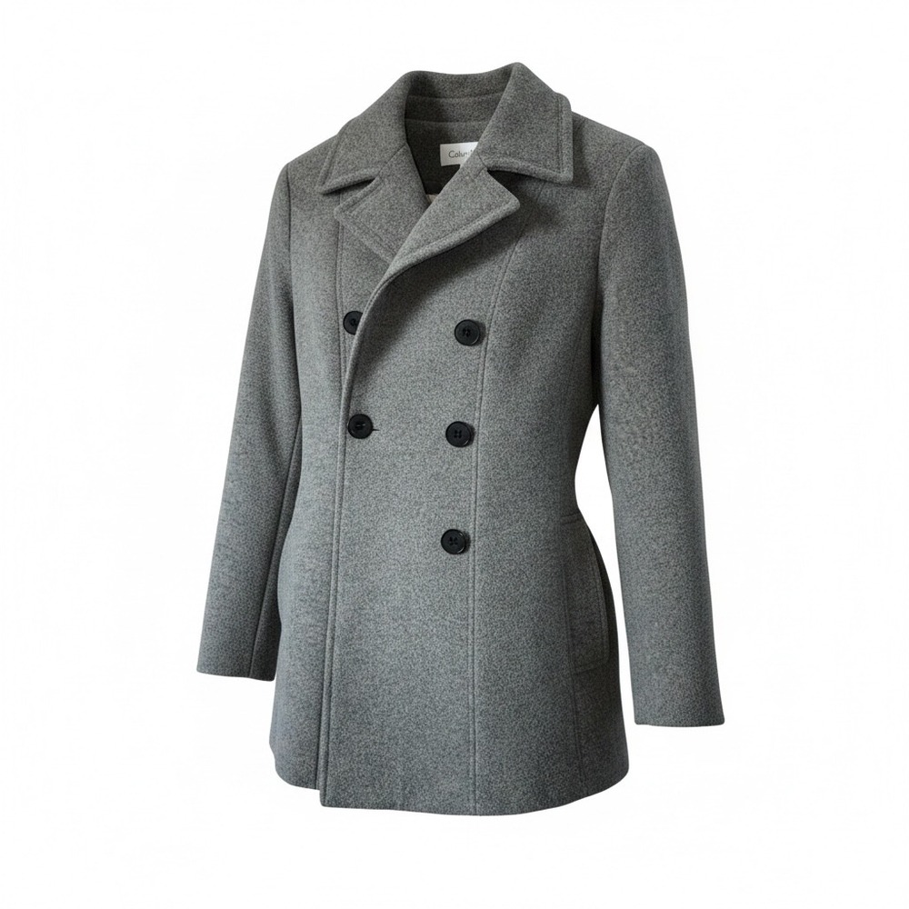 Calvin Klein Womens Gray Wool Blend Belted Pea Coat Jacket CW986302 Size 8
